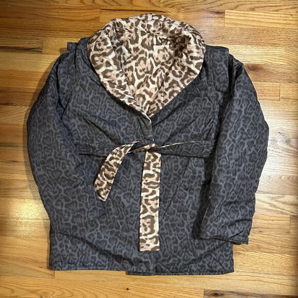 NWT Womens Tina Demel Leopard Hearts Belted Reversible Quilted Vest or Jacket 10 - Picture 2 of 16